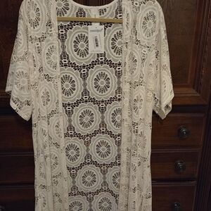 Paisley Grace Full Of Dreams Ivory Lace Open Kimono/Cardigan-Large, NWT